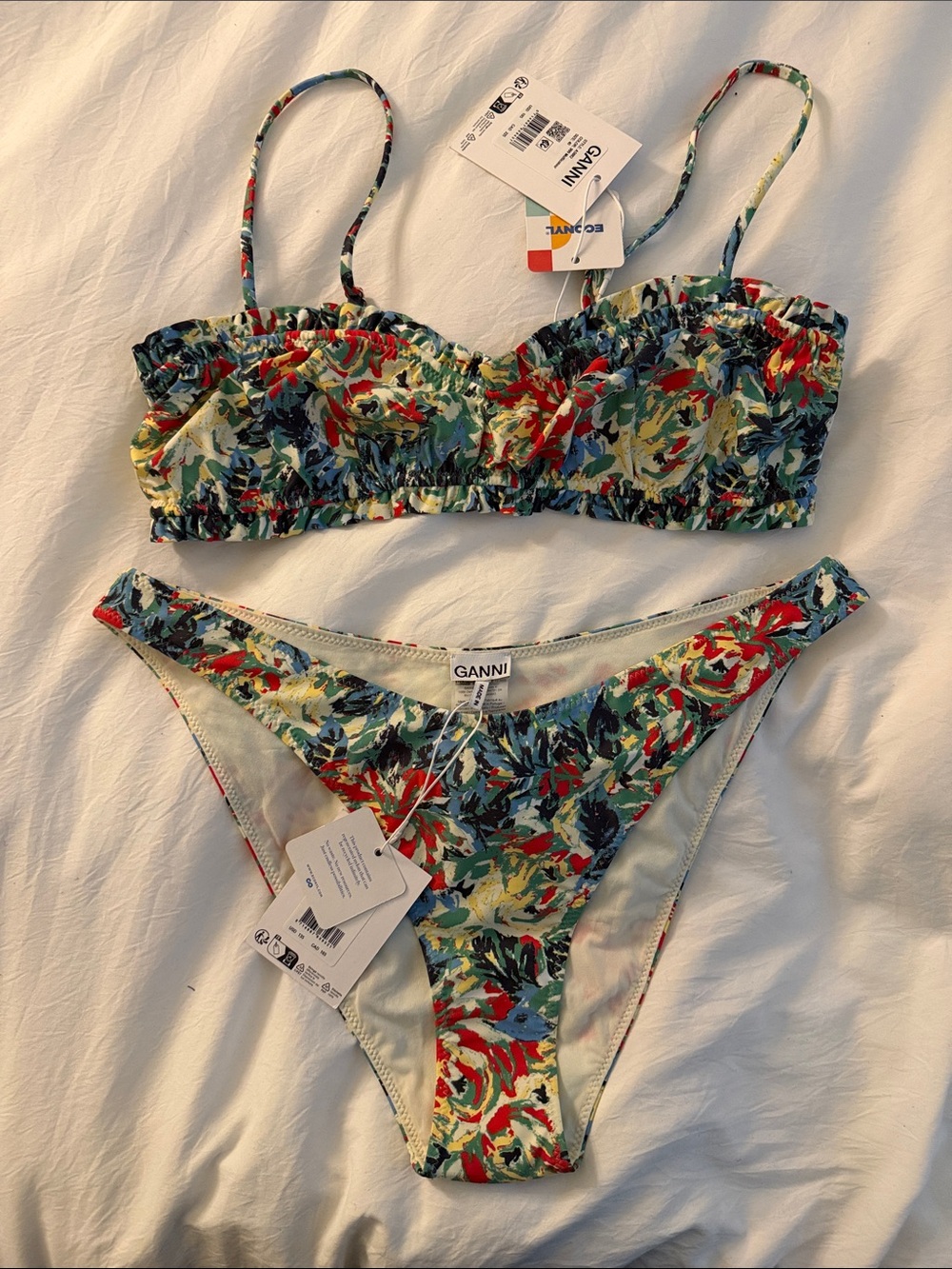 GANNI Bikini Floral Multicolor Size 40 NWT